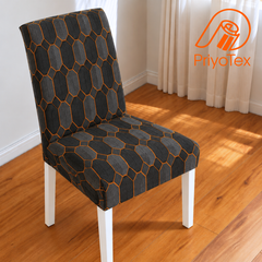 Dark Grey Color China Print Design Chair Cover
