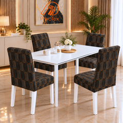 Dark Grey Color China Print Design Chair Cover