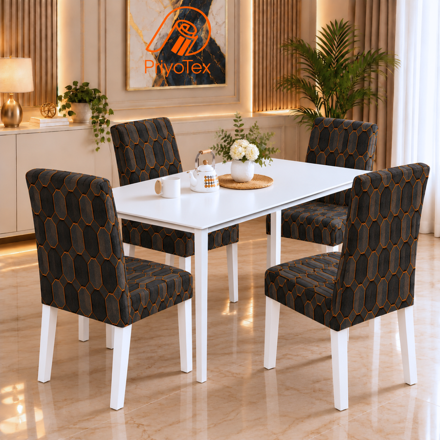 Dark Grey Color China Print Design Chair Cover