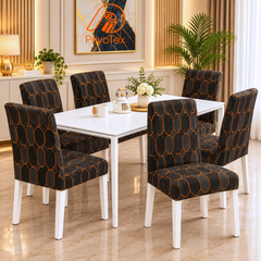 Dark Grey Color China Print Design Chair Cover