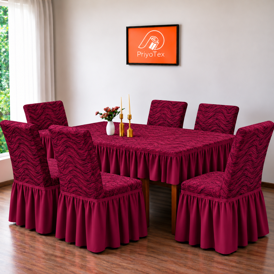 Deep Maroon Banglalink Jacquard Chair Cover
