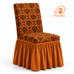 Deep Orange Color Jacquard Chair Cover