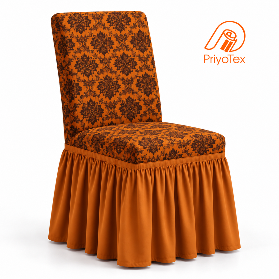 Deep Orange Color Jacquard Chair Cover