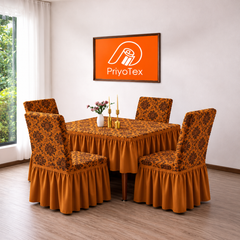 Deep Orange Color Jacquard Chair Cover
