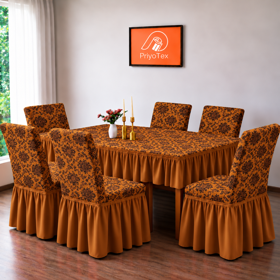 Deep Orange Color Jacquard Chair Cover