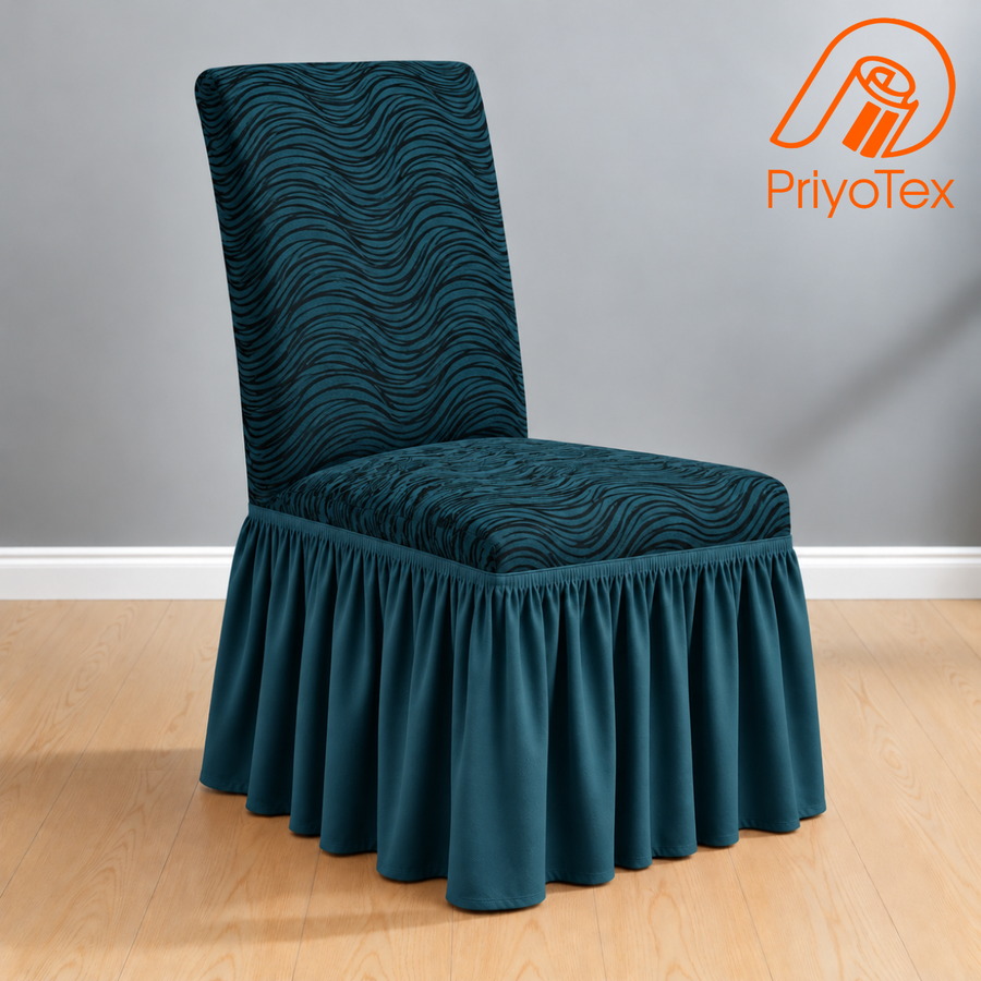 Deep Teal Color Banglalink Jacquard Chair Cover