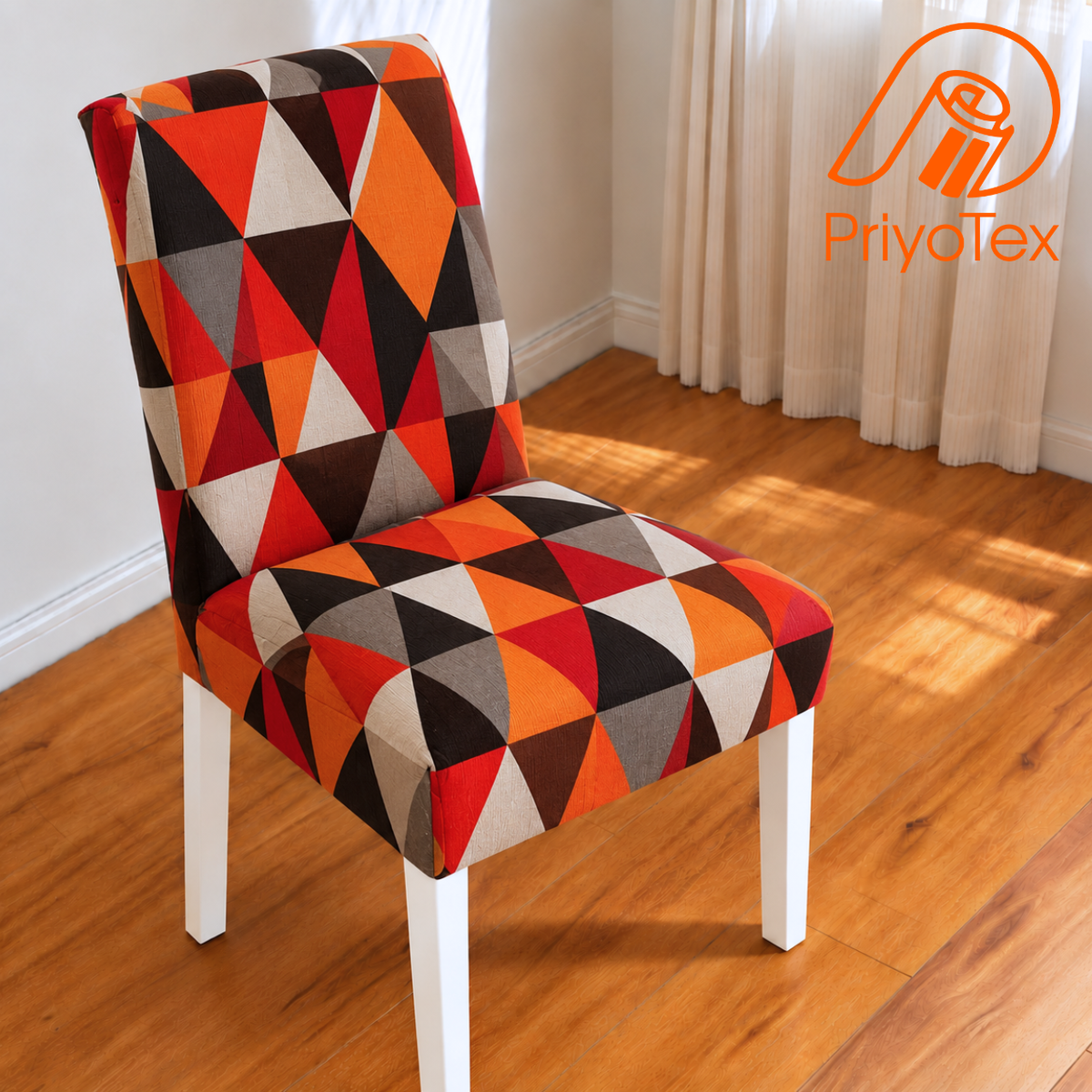 Fire Red and Orange China Print Chair Cover
