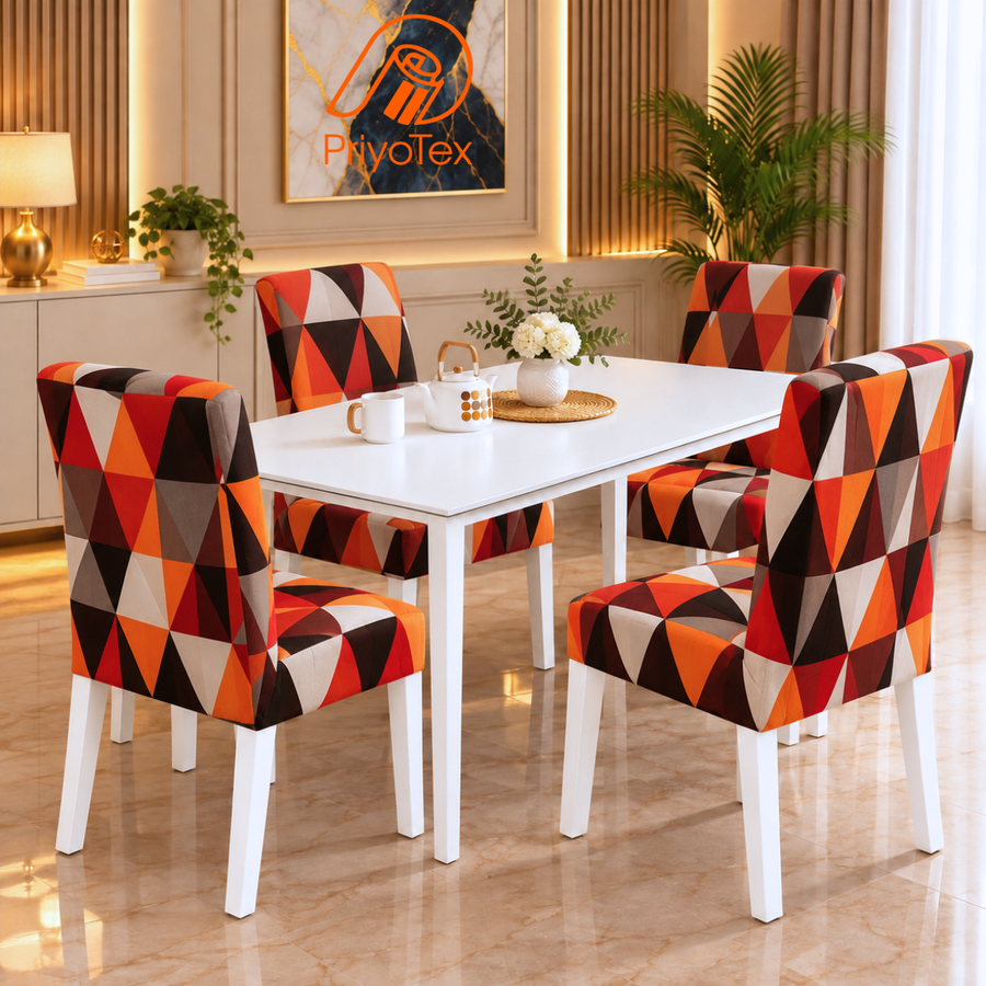 Fire Red and Orange China Print Chair Cover