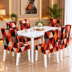 Fire Red and Orange China Print Chair Cover