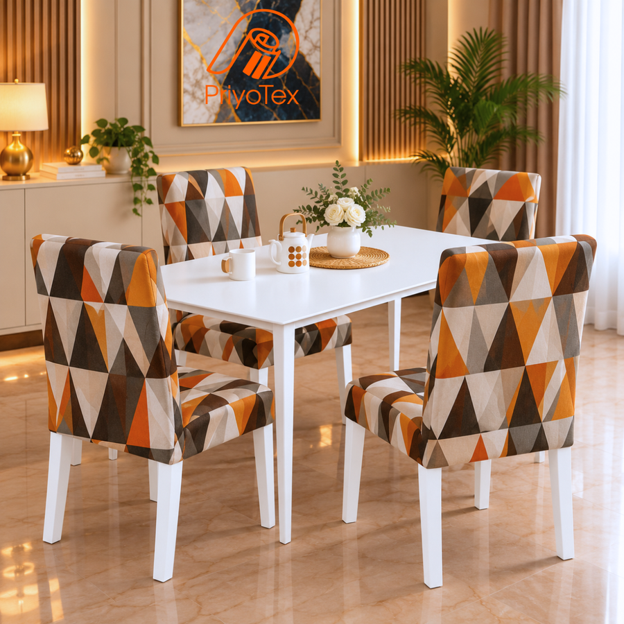 Geometric 3D China Print Chair Cover