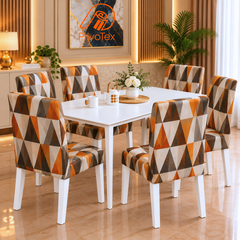Geometric 3D China Print Chair Cover