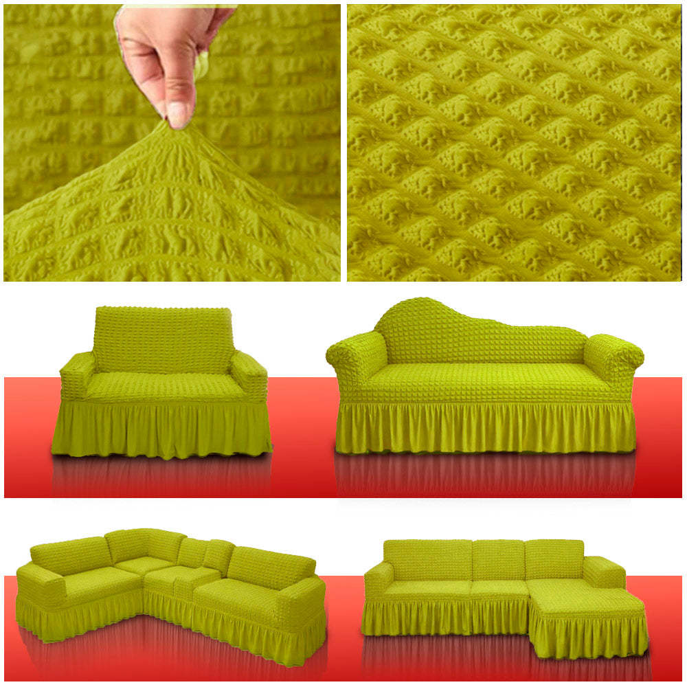 Olive Yellow Color Turkey Original Spandex Elastic Sofa Cover 3 Seater