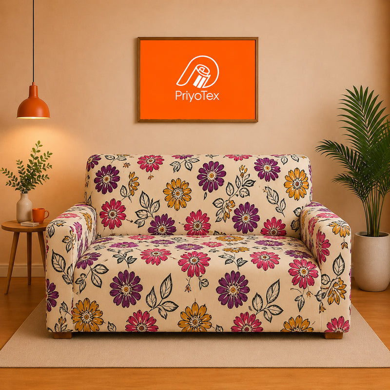 Magenta Bloom Floral China Print Sofa Cover