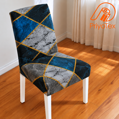 Marble Ocean Blue China Print Chair Cover