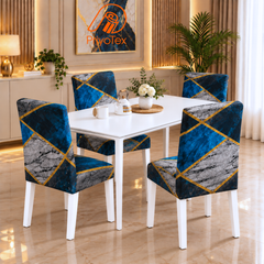 Marble Ocean Blue China Print Chair Cover