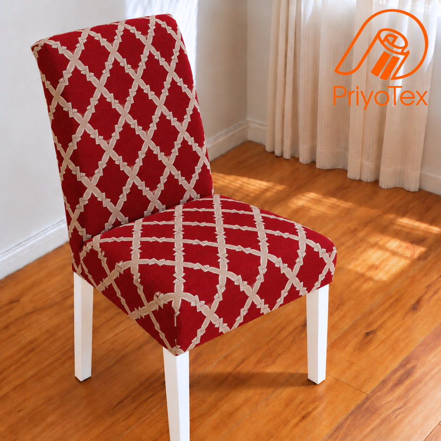 Maroon Color Print China Chair Cover