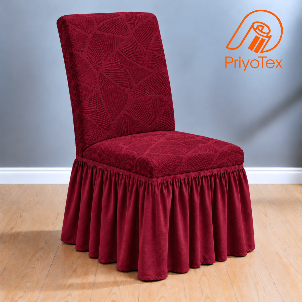 Maroon Color Leaf Fujian Chair Cover