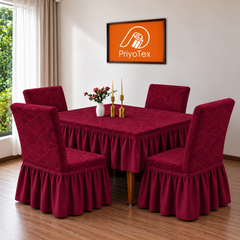 Maroon Color Leaf Fujian Chair Cover