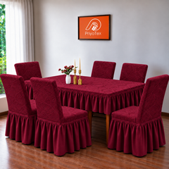 Maroon Color Leaf Fujian Chair Cover