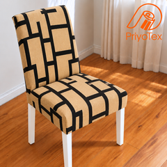 Minimalist Beige China Print Chair Cover