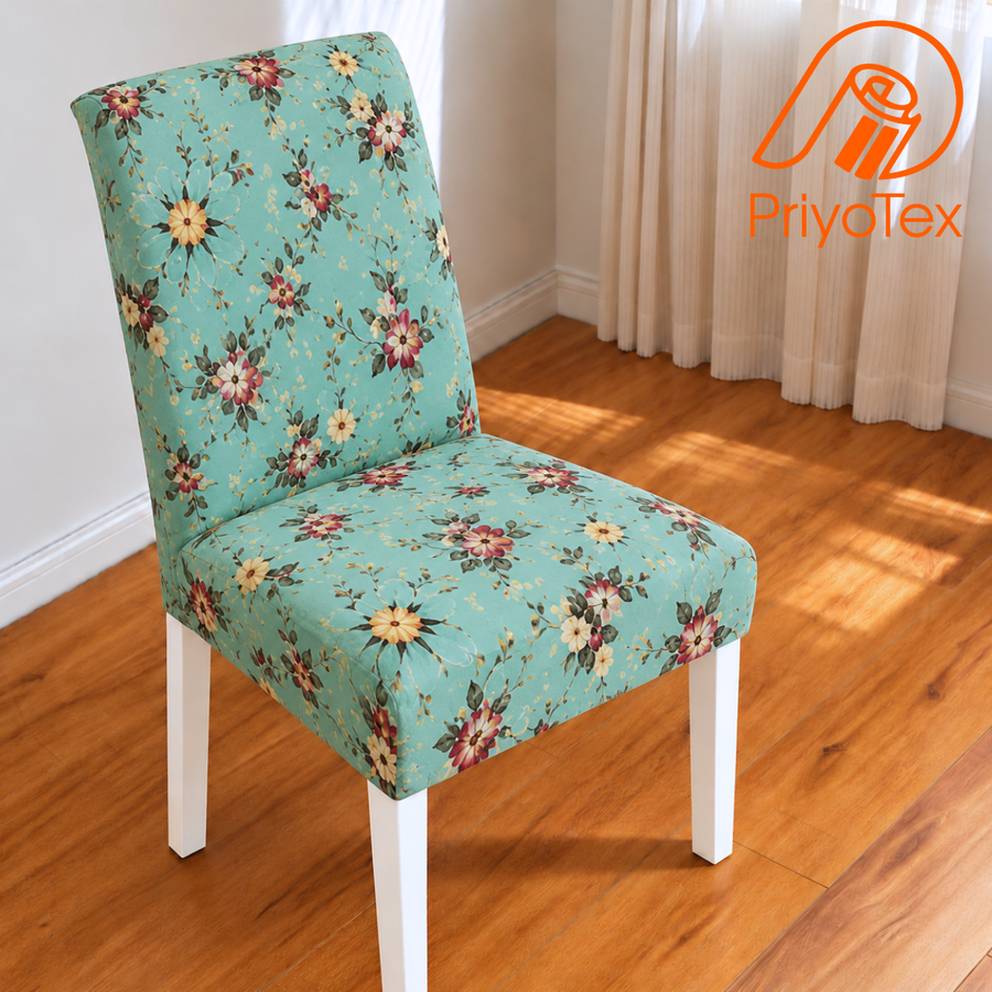Mint Green Floral China Print Chair Cover