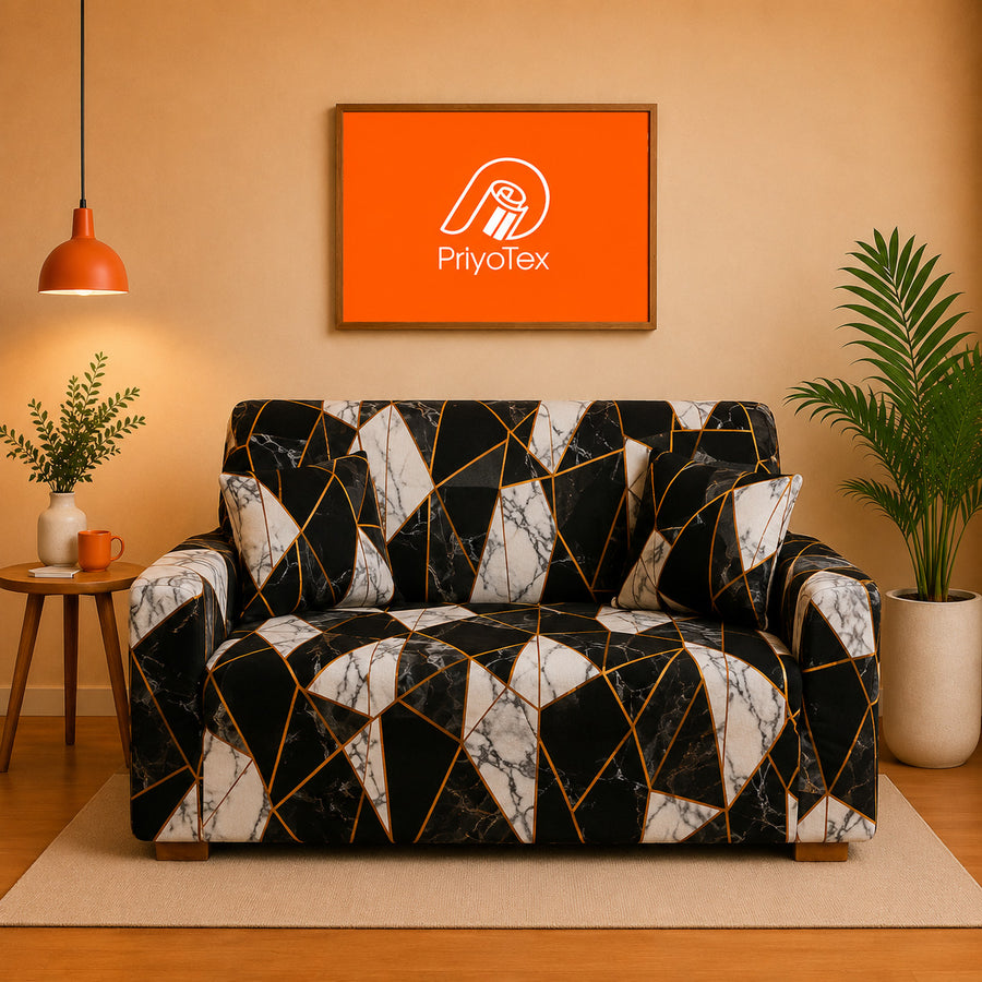 Modern Marble Texture Design China Print Sofa Cover 2+2+1