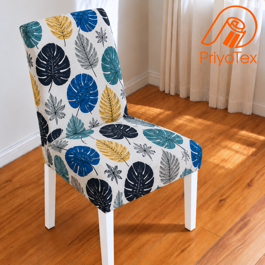 Monstera Leaf Design China Print Chair Cover