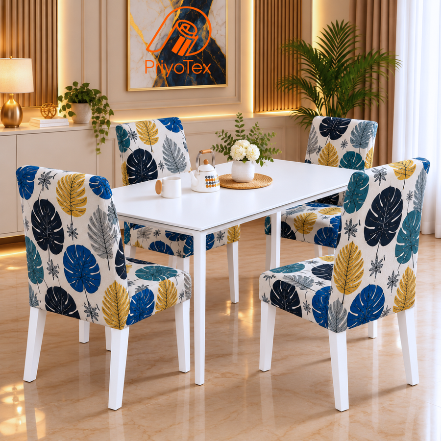 Monstera Leaf Design China Print Chair Cover