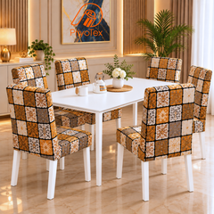 Mustard Yellow Color China Print Chair Cover