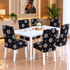 Navy Blue Color China Print Chair Cover