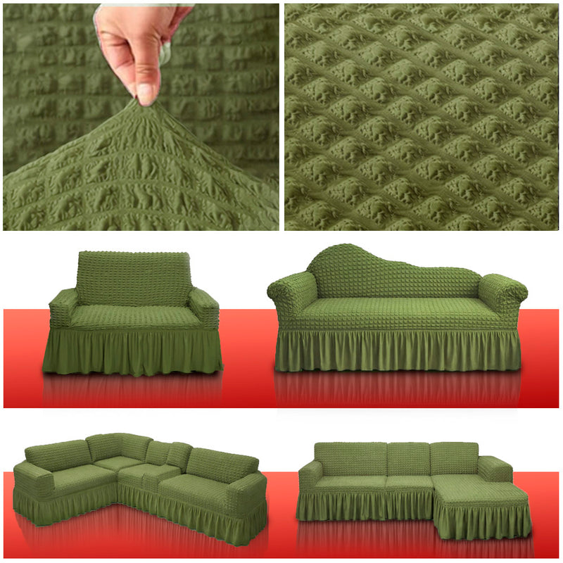 Original Turkish Fabric Sofa Cover Set of 6 Olive Color