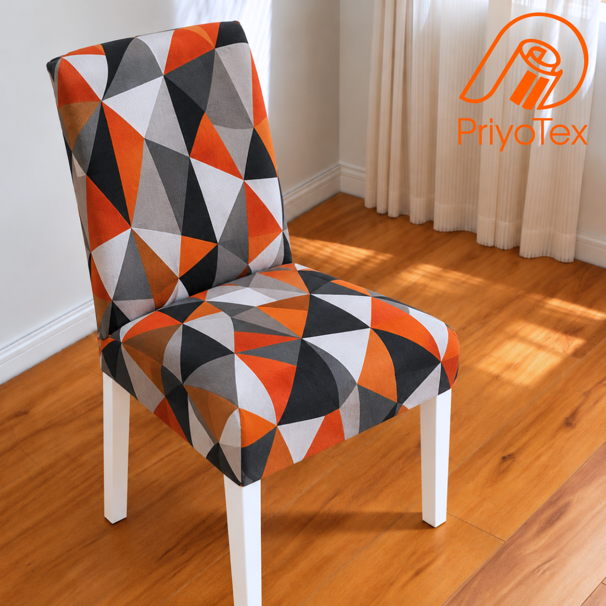 Orange Art China Print Chair Cover