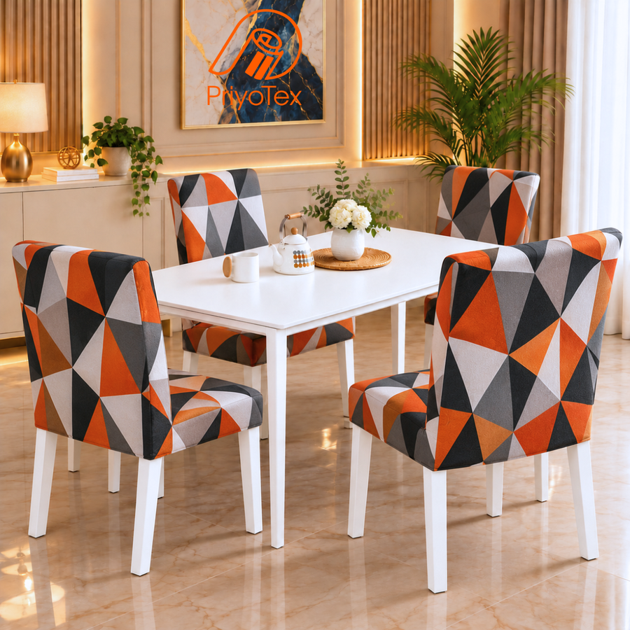 Orange Art China Print Chair Cover