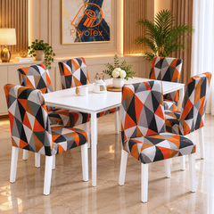 Orange Art China Print Chair Cover