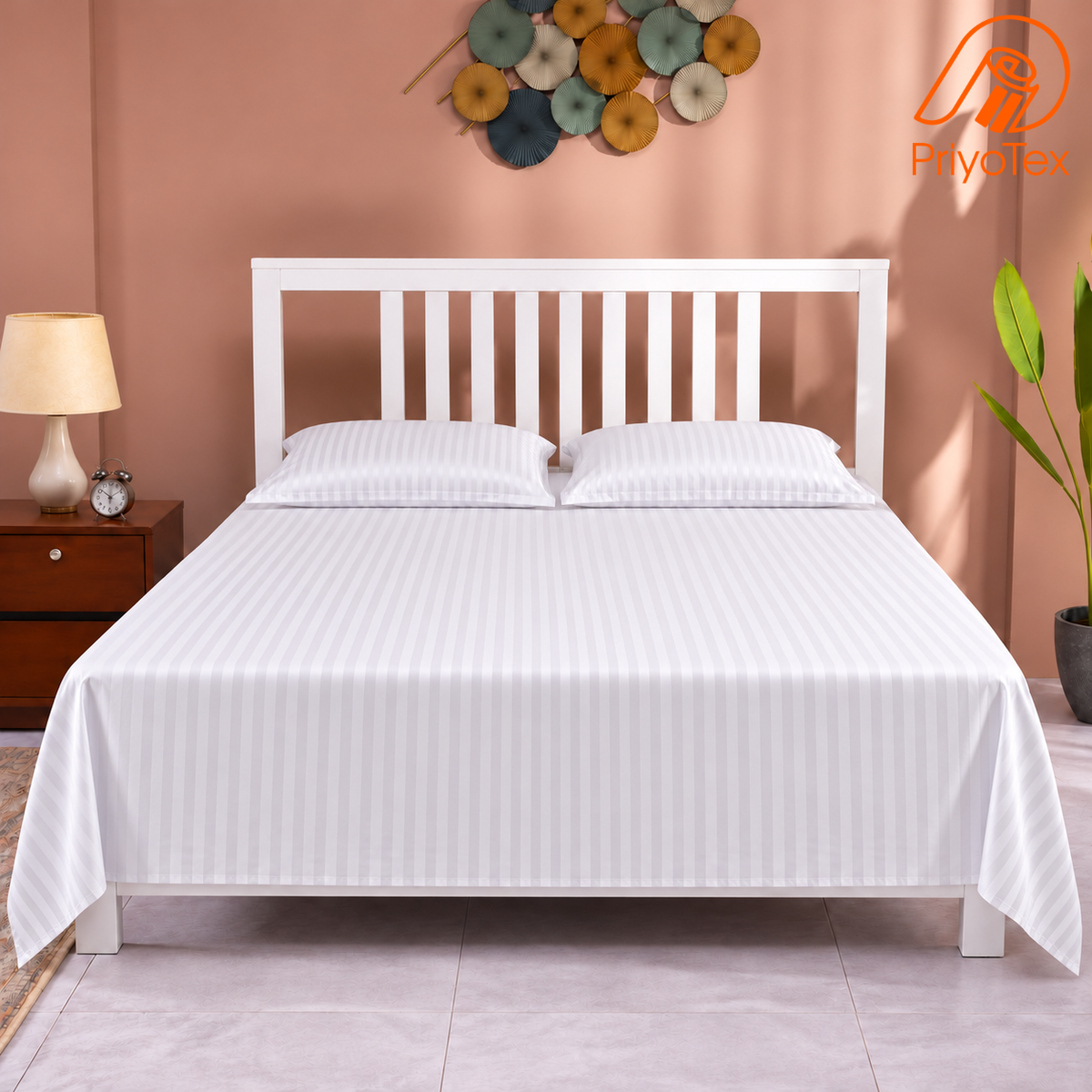 Premium Stripe White Bed Sheet