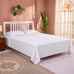 Premium Stripe White Bed Sheet