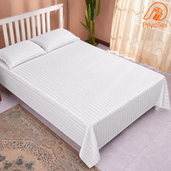 Premium Stripe White Bed Sheet