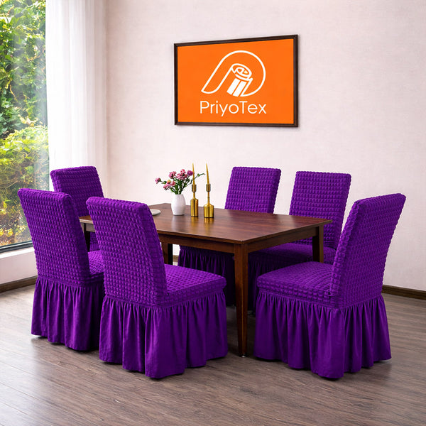 Elastic Turkey Style Chair Cover Set of 6 (Purple Color)
