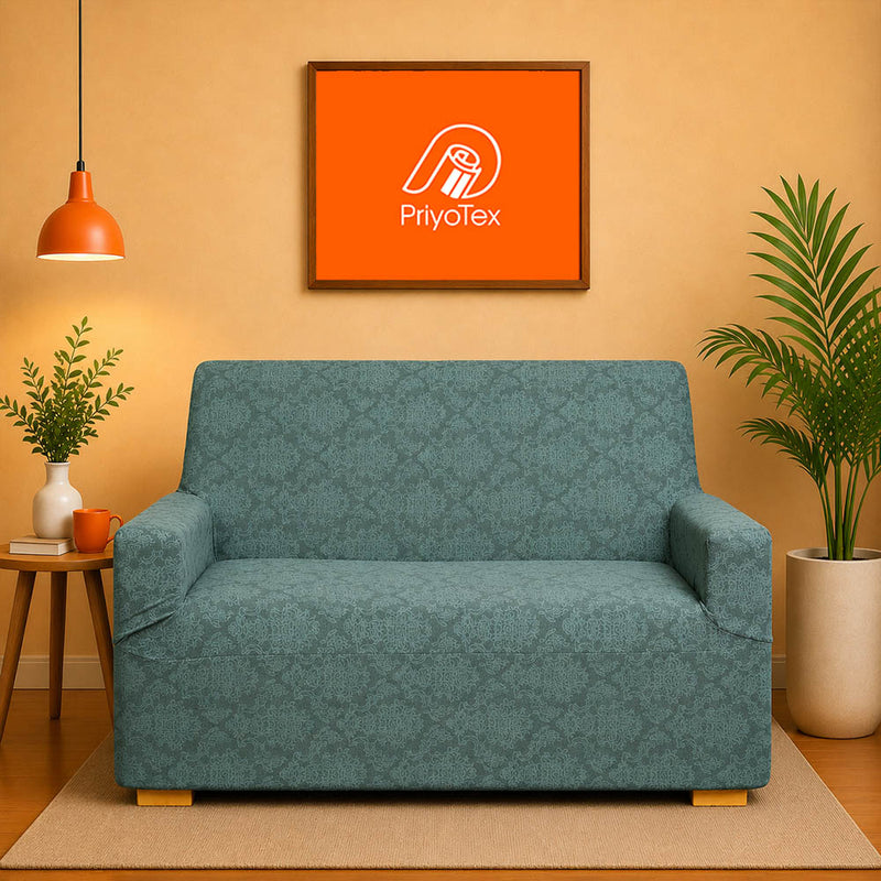 Royal Blue Smoke Jacquard Sofa Cover