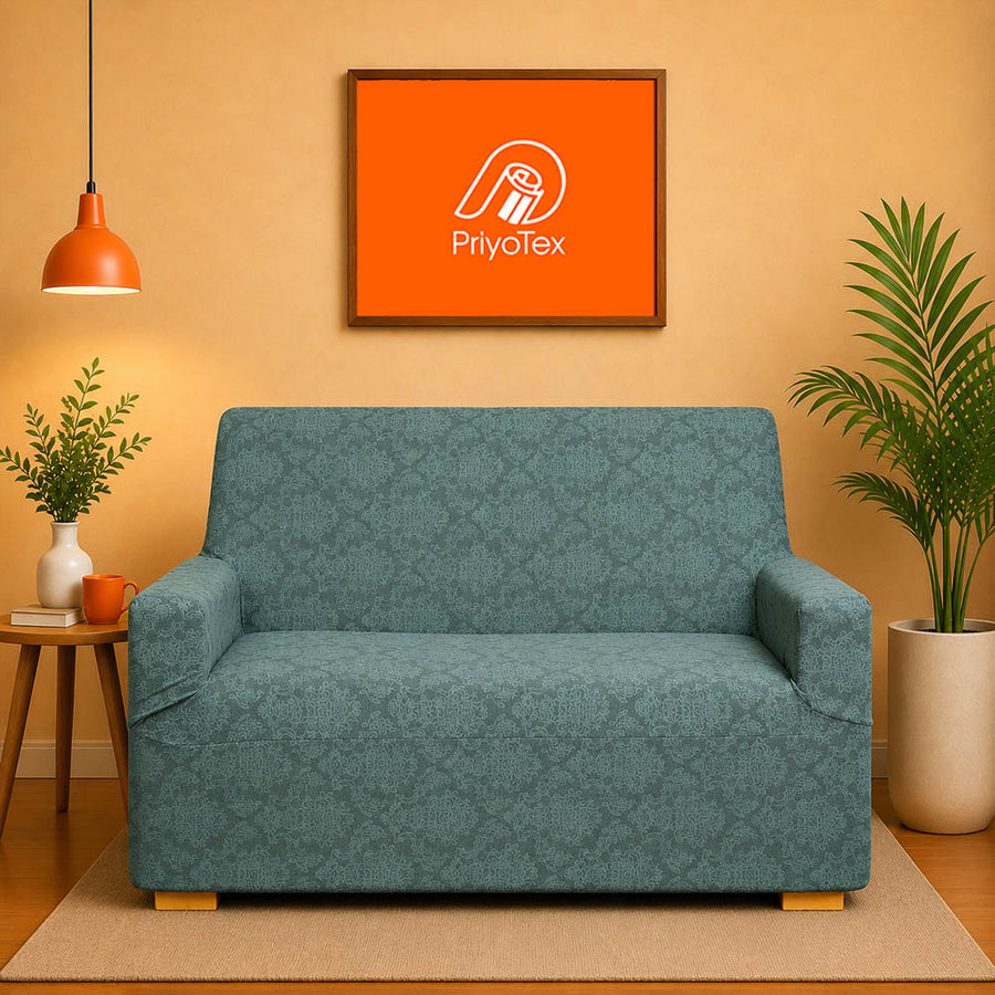 Royal Blue Smoke Premium High-Density Jacquard Sofa Cover Fabric for Full 3+1+1
