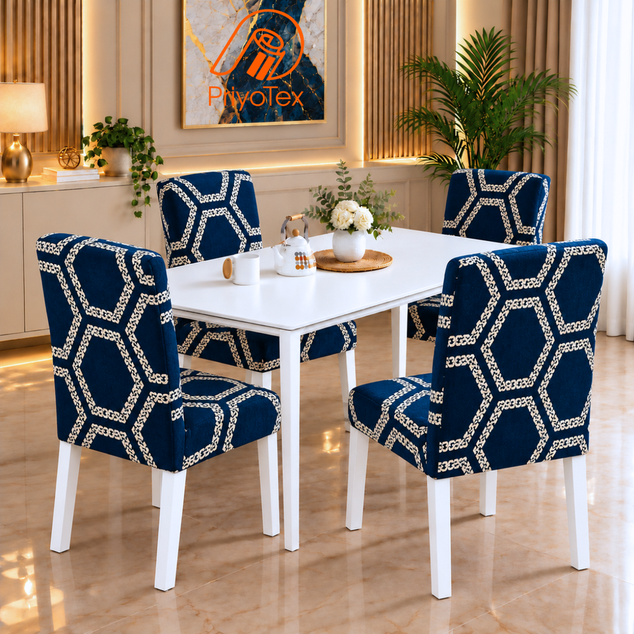 Royal Blue Color Print China Chair Cover