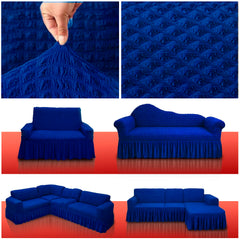 Premium Royal Blue Turkey Sofa Cover Set – Luxury Full Spandex Stretchable Elastic 2+2+1