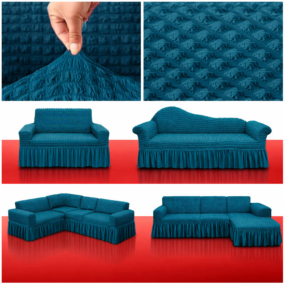 Premium Turkey Sofa Cover Sea Green Color – Full Spandex Stretchable Elastic Luxury Couch