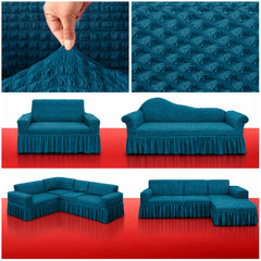 Premium Turkey Sofa Cover Sea Green Color – Full Spandex Stretchable Elastic Luxury Couch