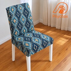 Sky Blue China Print Chair Cover