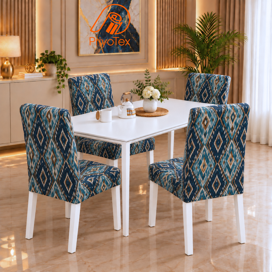 Sky Blue China Print Chair Cover