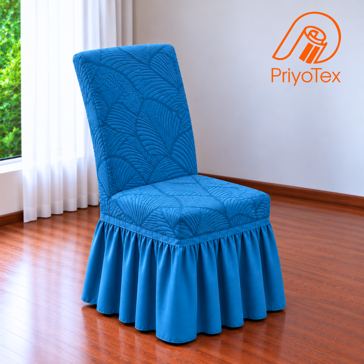 Sky Blue Color Leaf Fujian Chair Cover