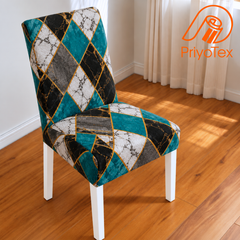 Teal Marble Diamond China Print Chair Cover