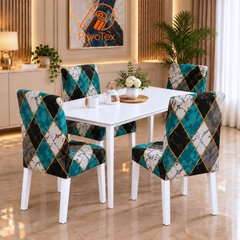 Teal Marble Diamond China Print Chair Cover