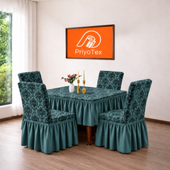 Teal Blue Color Jacquard Chair Cover